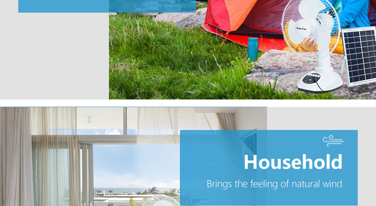 12 Inch Solar Panel Electric Energy Rechargeable Fan With Battery and Led Light Stand Floor Fan for